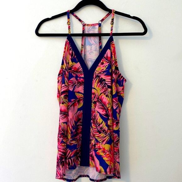 Source Unknown Tops - Pink & Purple Tropical t-backTank, Adjustable Straps, Size M, EUC